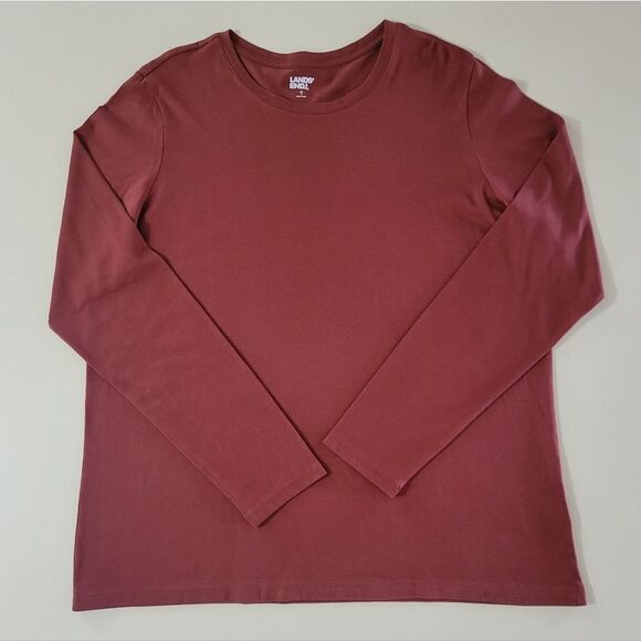 Lands' End Men's Super-T™ Rust Long Sleeve Crewneck T-Shirt - Picture 5 of 15